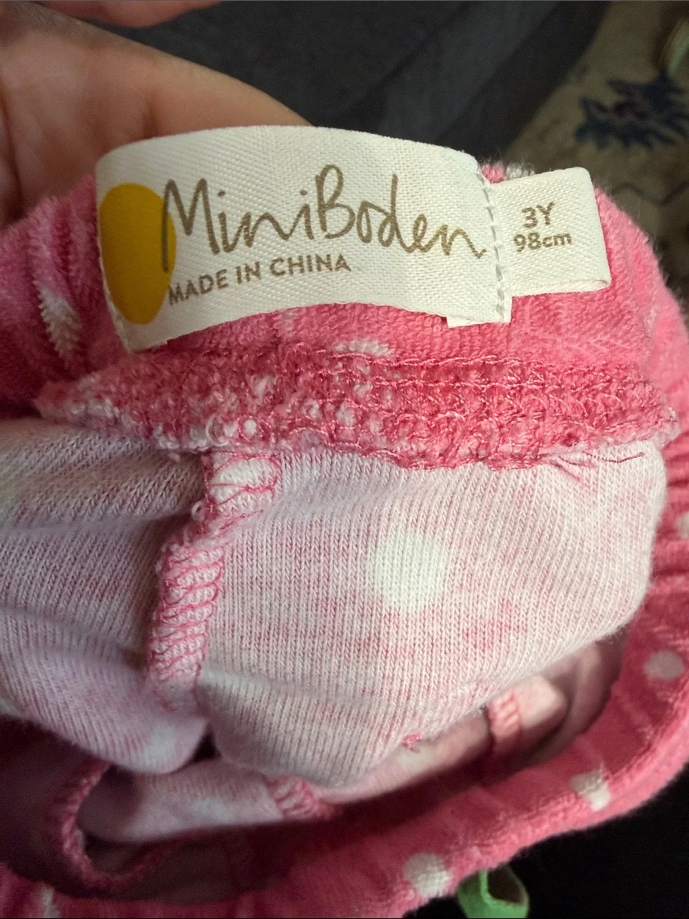 Mini Boden Pink Polka Dot Terry Shorts